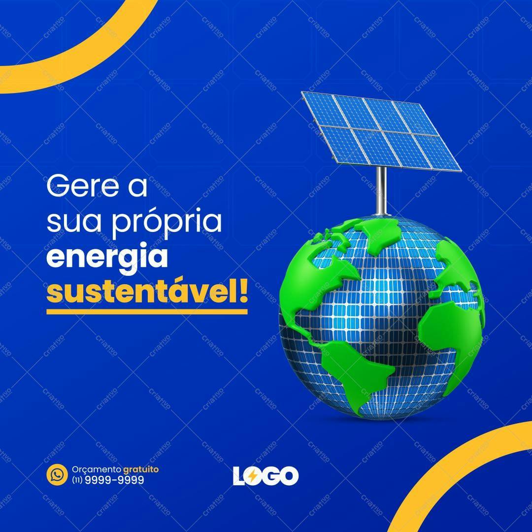 Post para Redes Sociais Energia Sustentável PSD Editável