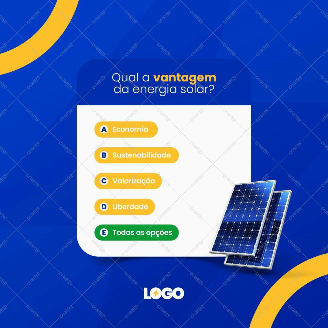 Post para Redes Sociais Energia Solar PSD Editável