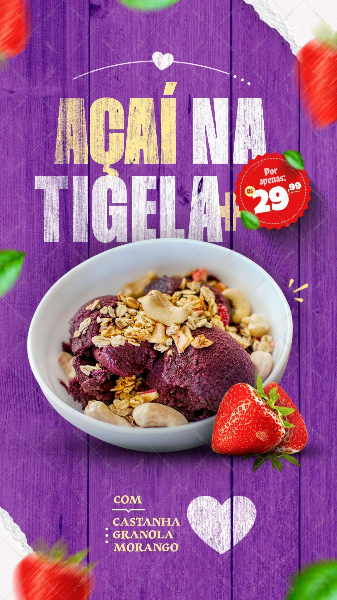 Cardápio Açaí na Tigela PSD Editável
