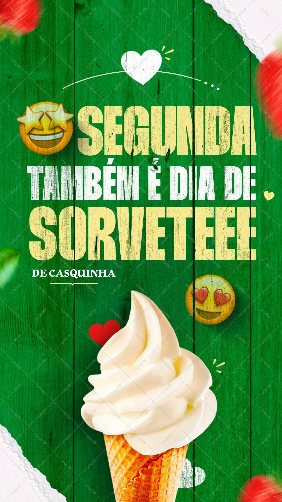 Post para Redes Sociais Dia do Sorvete PSD Editável