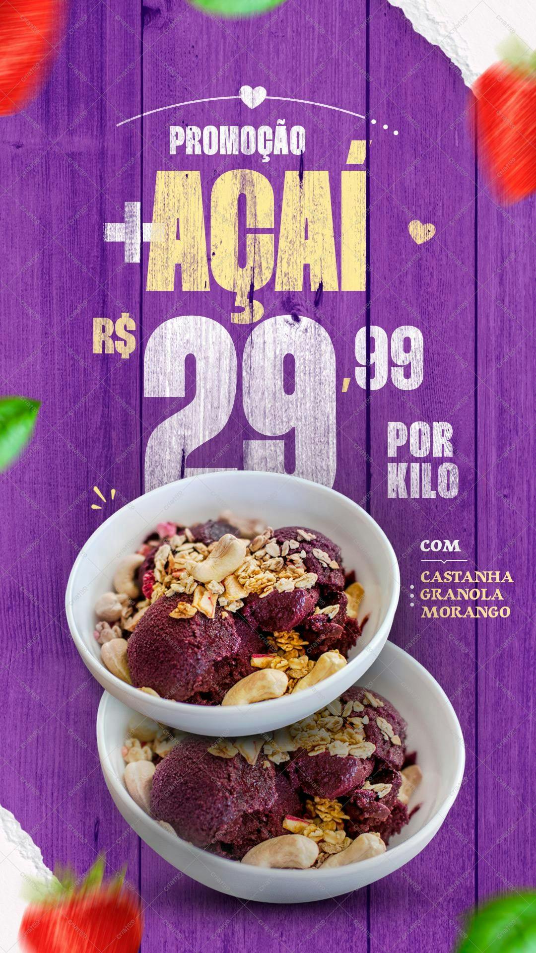 Flyer para Promoção de Açaí PSD Editável