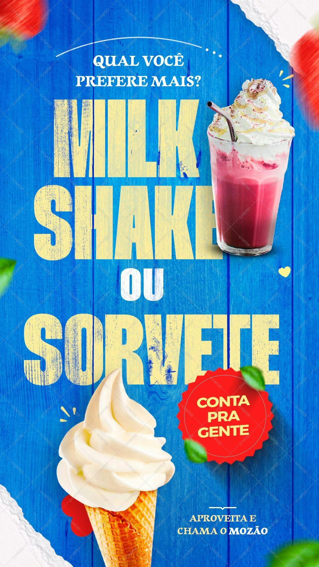 Template de Flyer para Promoção de Milk Shake e Sorvete PSD Editável