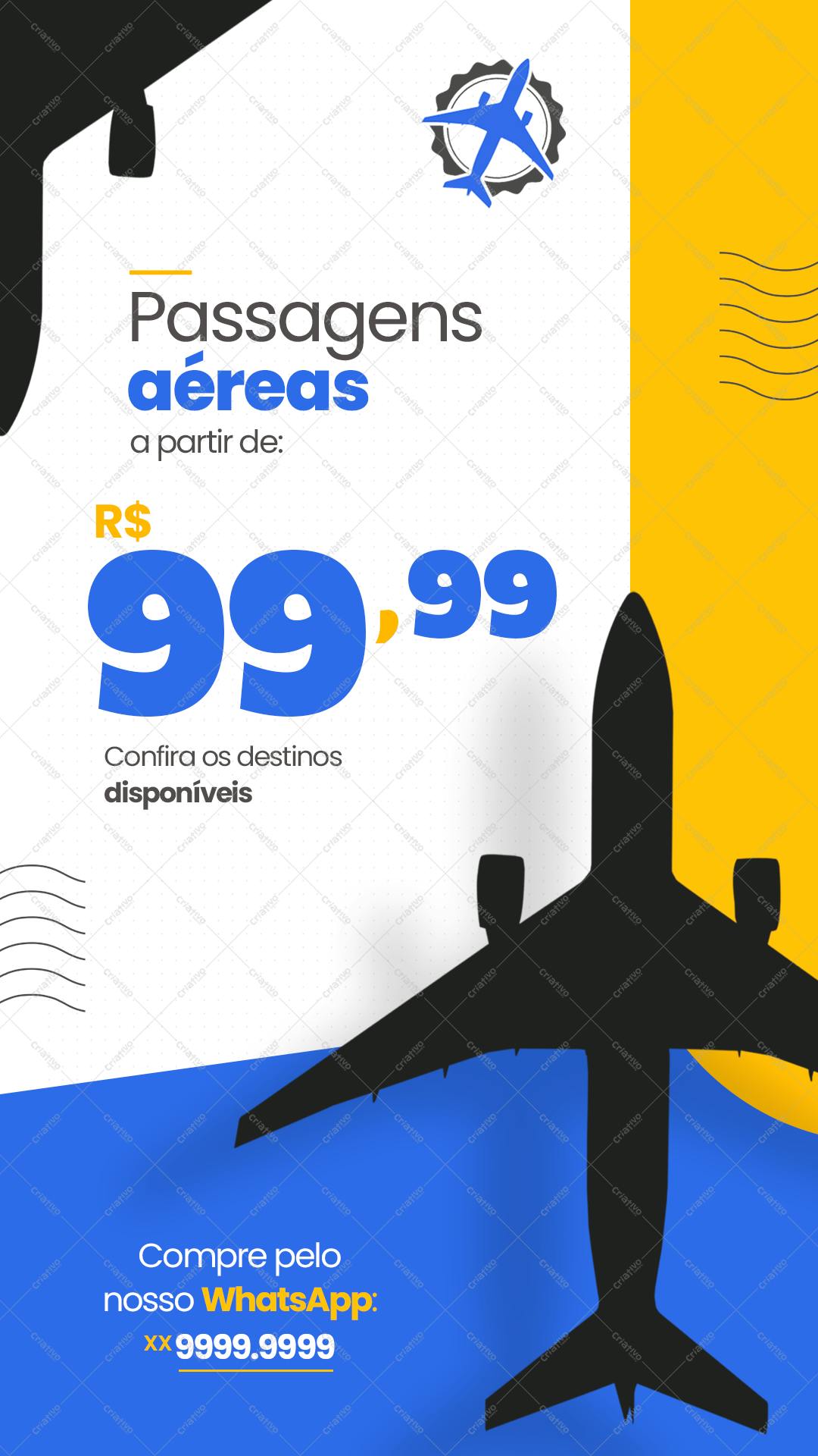 Template de Post para Redes Sociais Passagens Aéreas PSD Editável