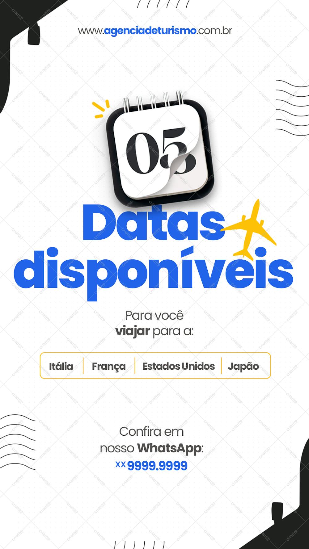 Datas Disponíveis Para Viajar - Stories