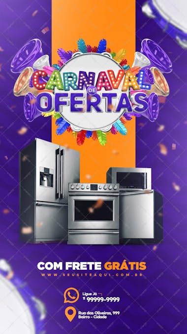 Post stories carnaval de ofertas eletrodomésticos