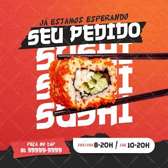 Psd social media comida japonesa sushi