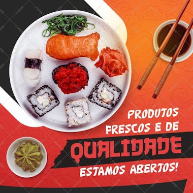 Psd social media comida japonesa sushi