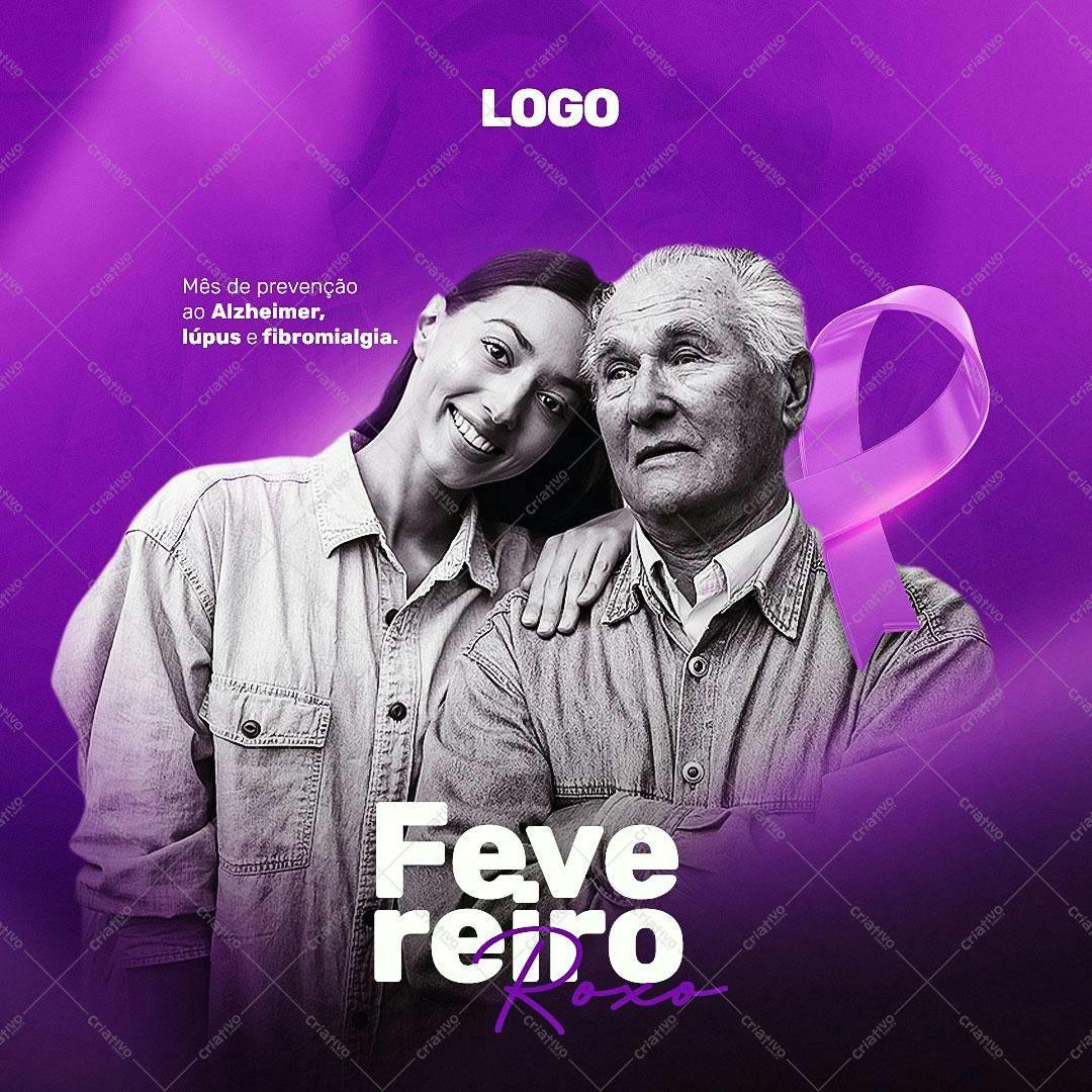 Post para Redes Sociais Fevereiro Roxo PSD Editável