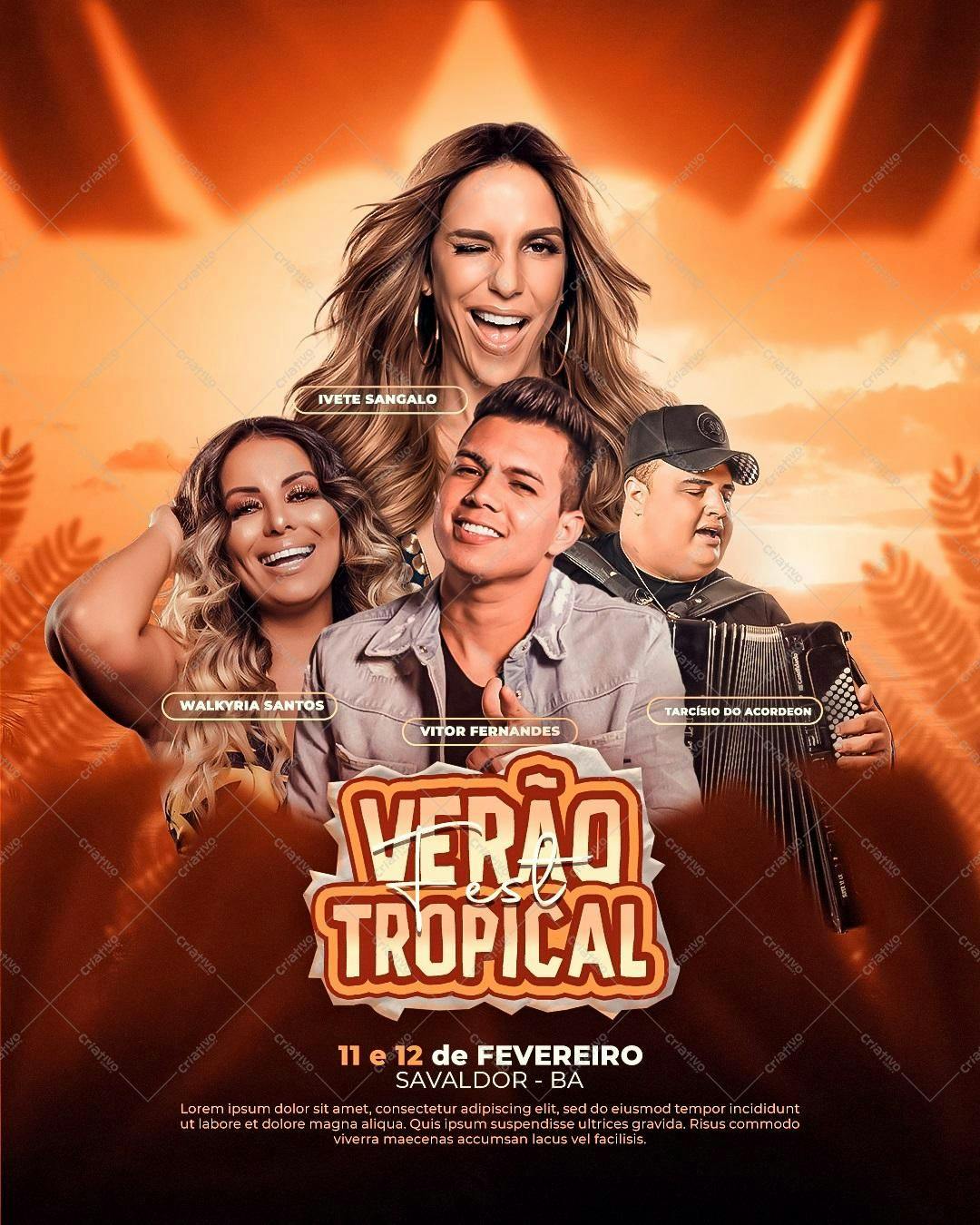Flyer para Festival de Verão Tropical PSD Editável