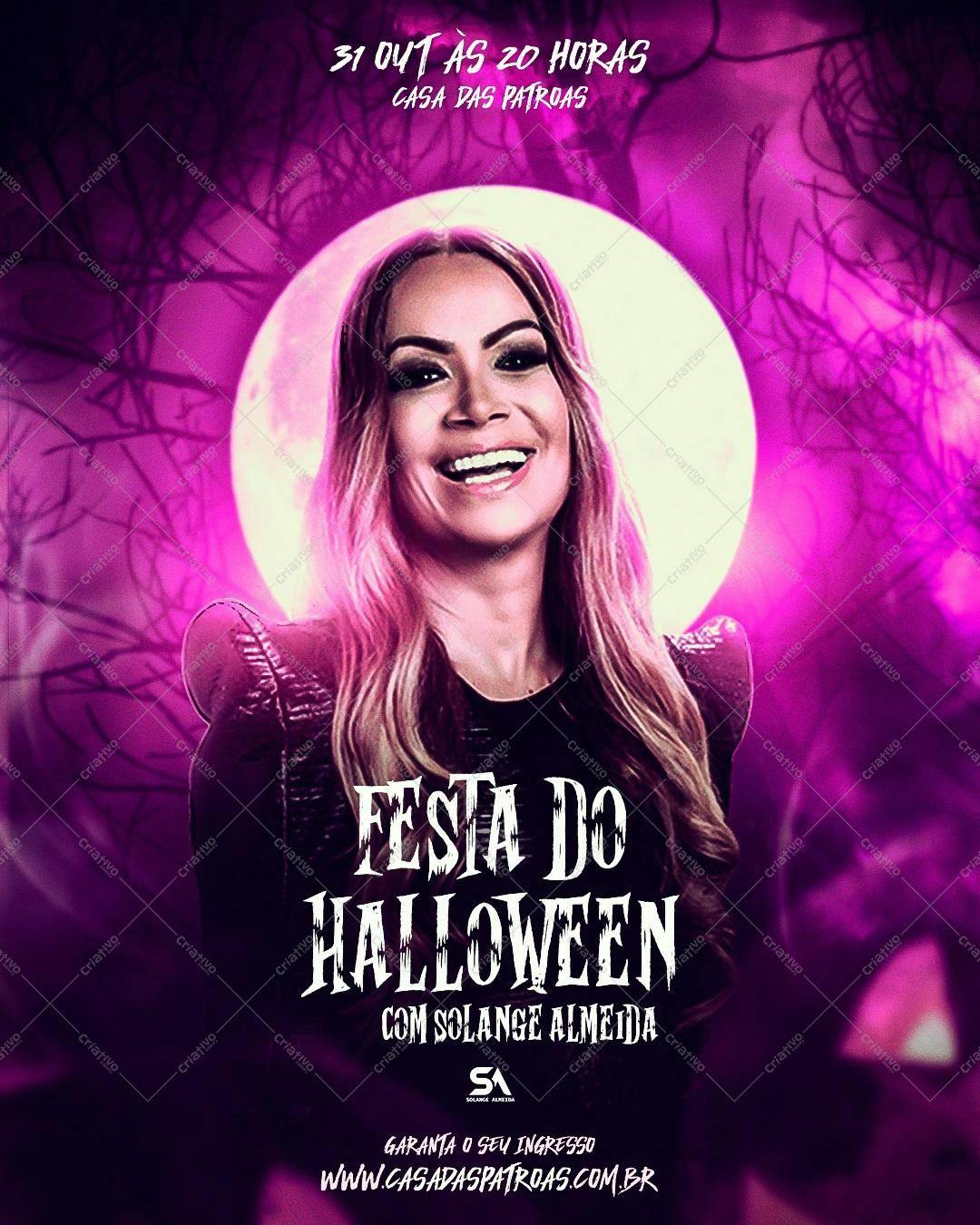 Flyer para Festa de Halloween com Solange Almeida PSD Editável