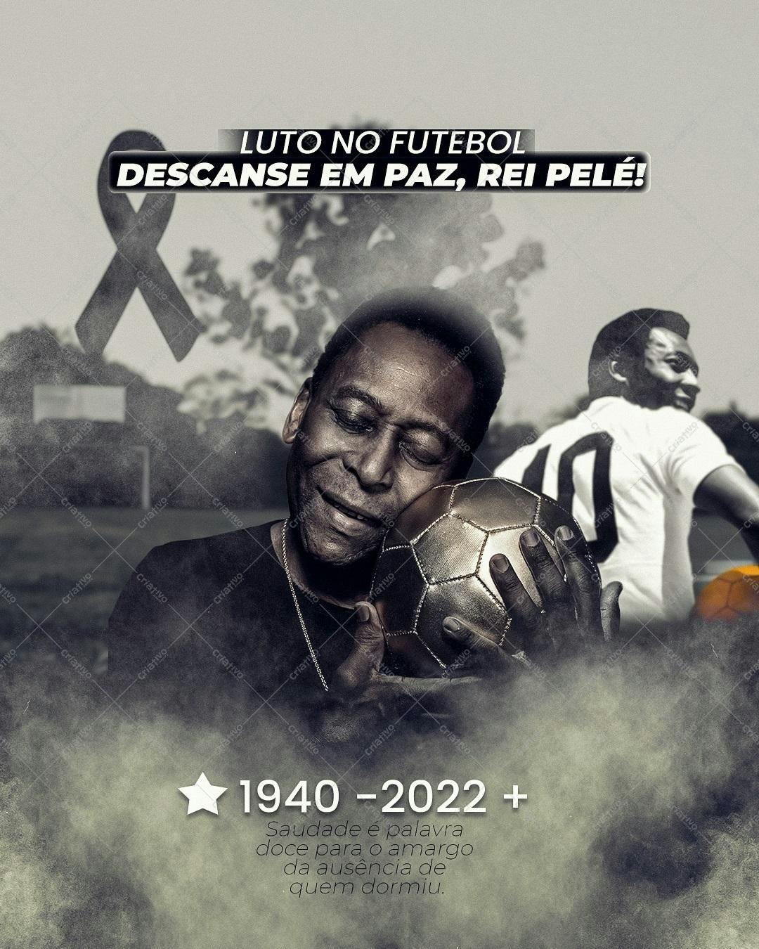 Postagem luto Pelé Futebol PSD Editável