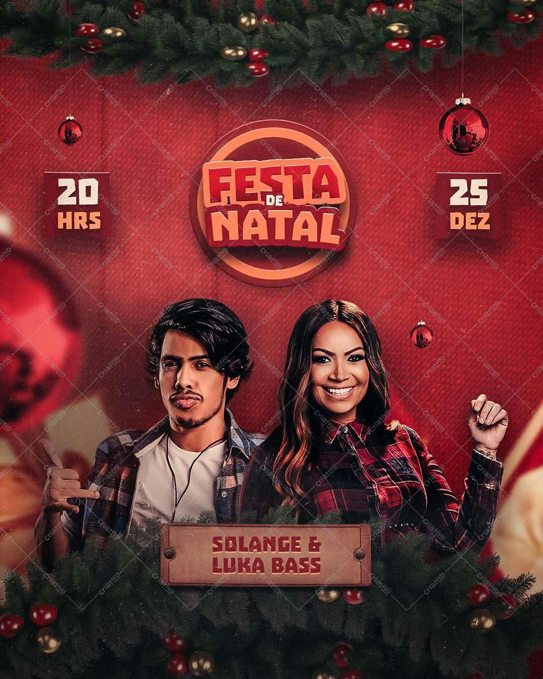Flyer para Festa de Natal com Solange e Luka Bass PSD Editável