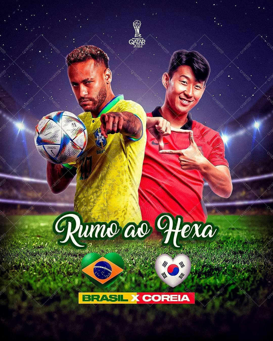 Poster Copa do Mundo Brasil x Coreia PSD Editável