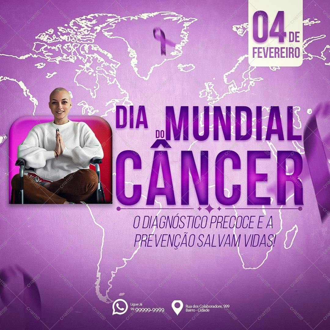 Flyer para o Dia Mundial do Câncer PSD Editável