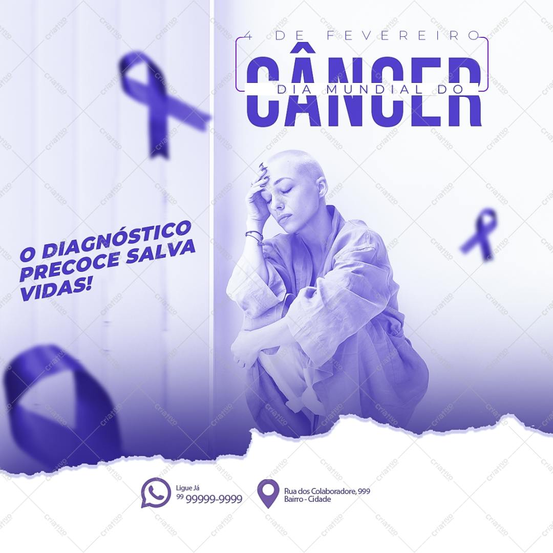 Post para Redes Sociais Dia Mundial do Câncer PSD Editável