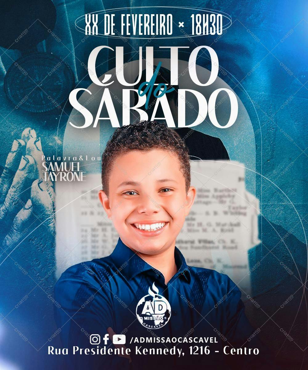 Flyer para Culto de Sábado PSD Editável