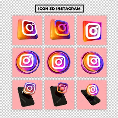 Pacote de ícone instagram 3d realista