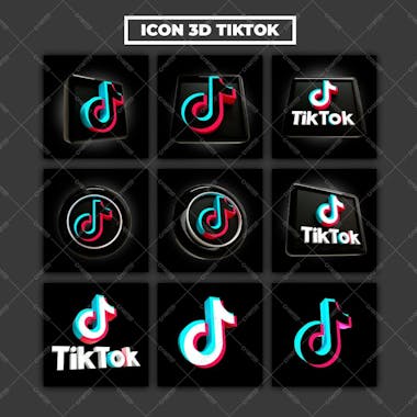 Pacote de ícone tiktok 3d realista