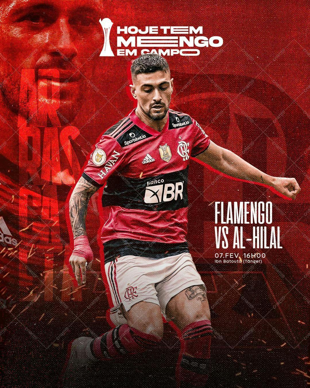 Post para Redes Sociais Flamengo x Al-Hilal PSD Editável