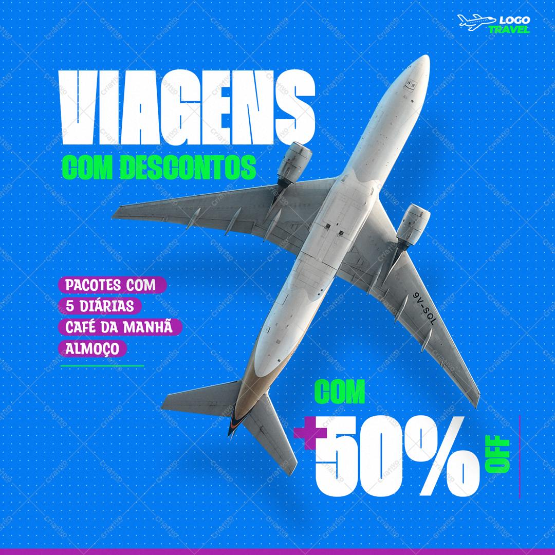 Post para Redes Sociais Promoção de Viagens PSD Editável