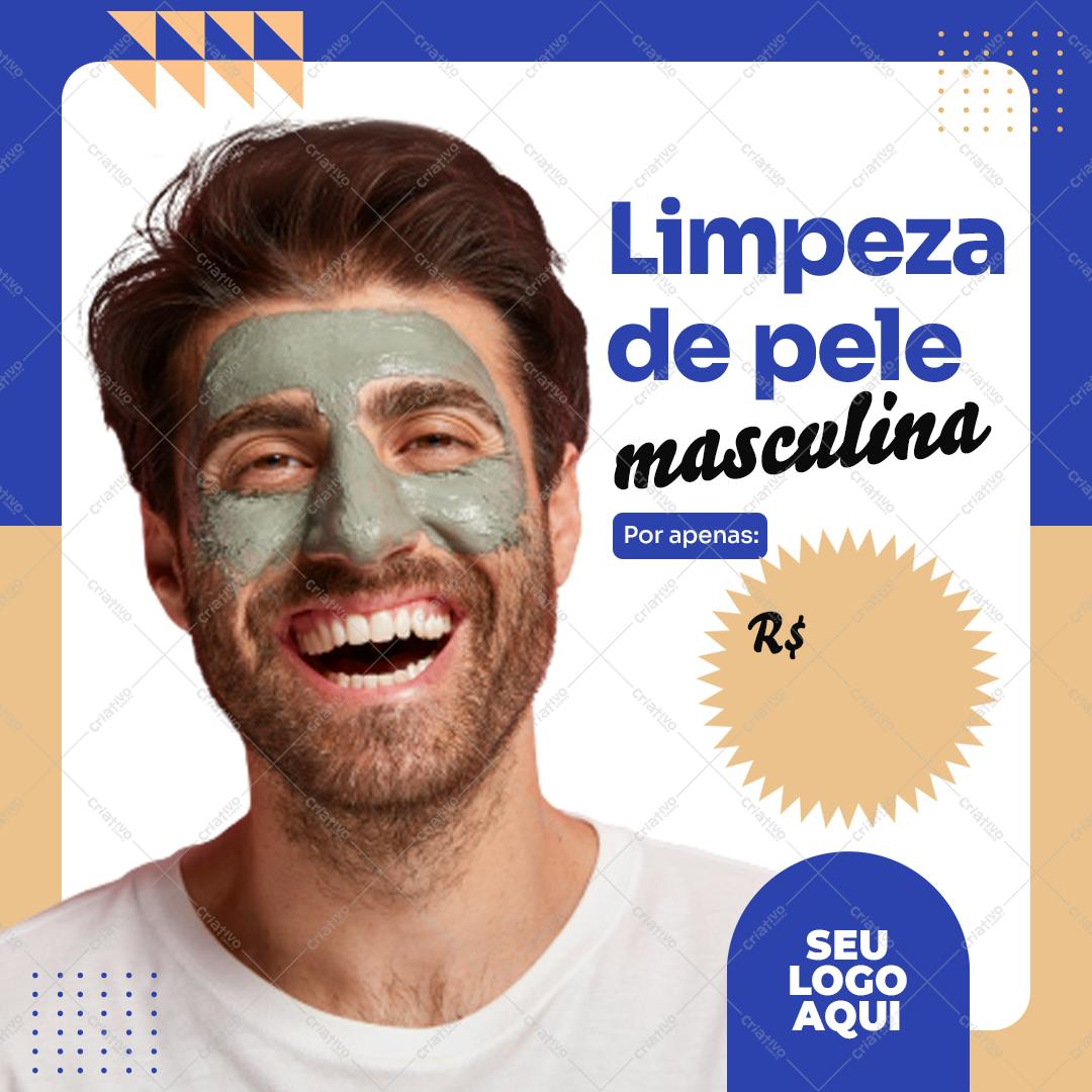 Post para Redes Sociais Limpeza de Pele Masculina PSD Editável