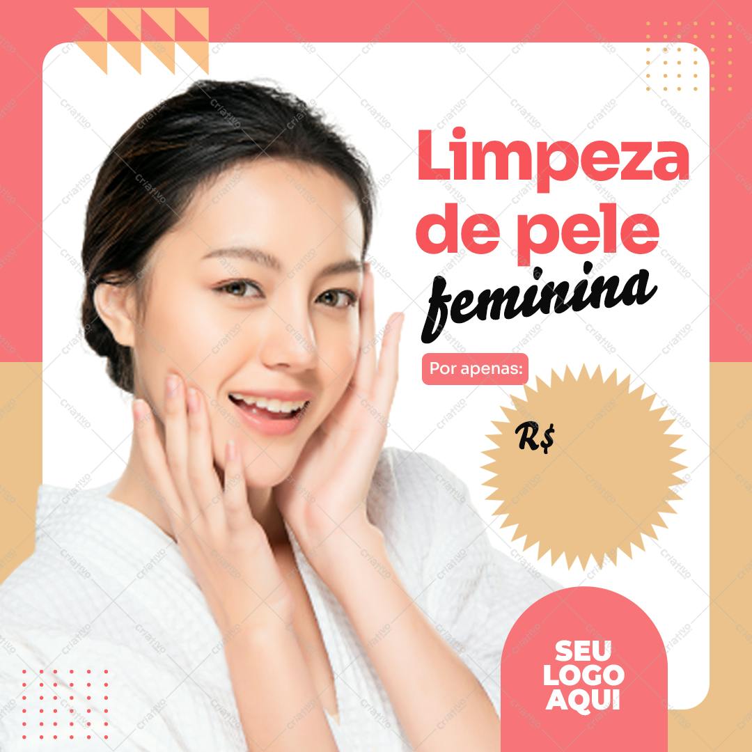 Post para Redes Sociais Limpeza de Pele Feminina PSD Editável