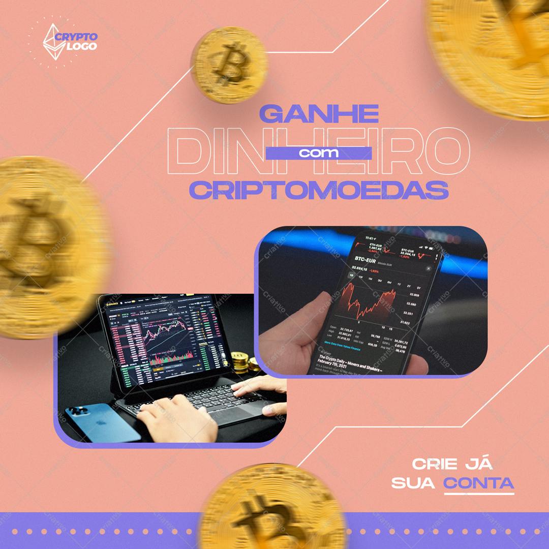 Post para Redes Sociais sobre Criptomoedas PSD Editável