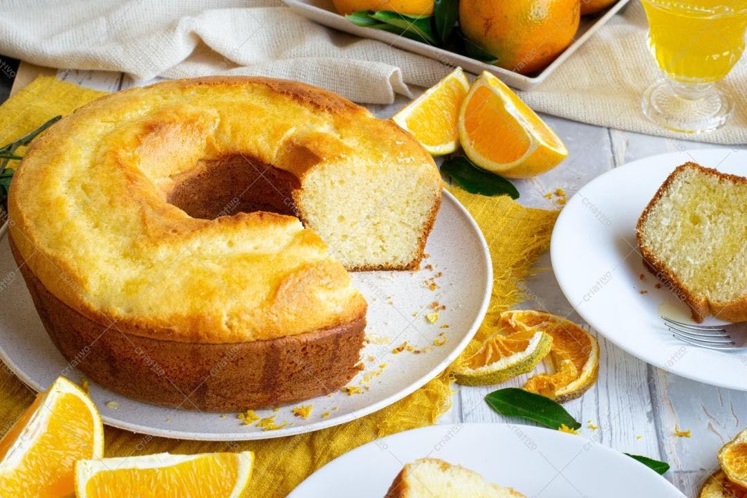 Bolo de laranja delicioso fatiado