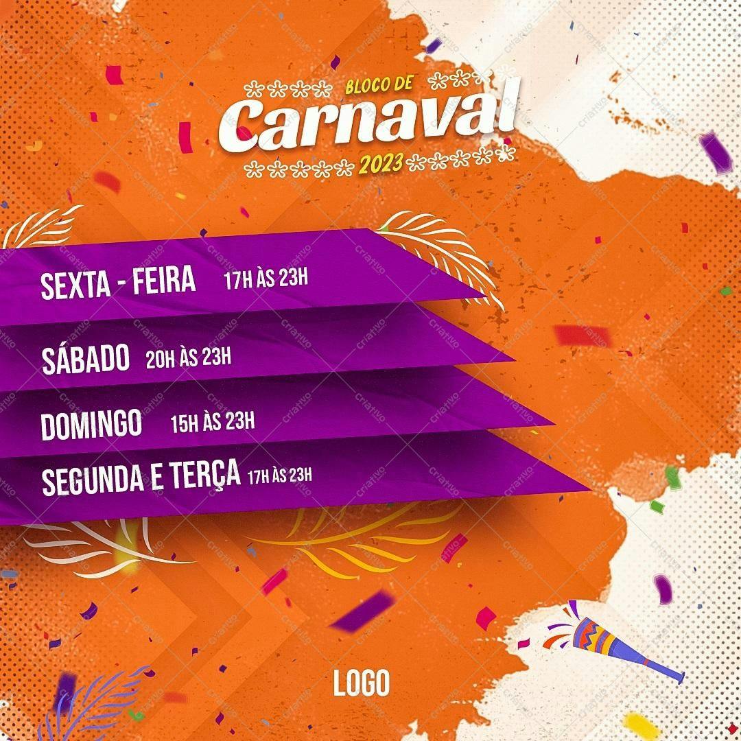 Template de Flyer para Bloco de Carnaval PSD Editável