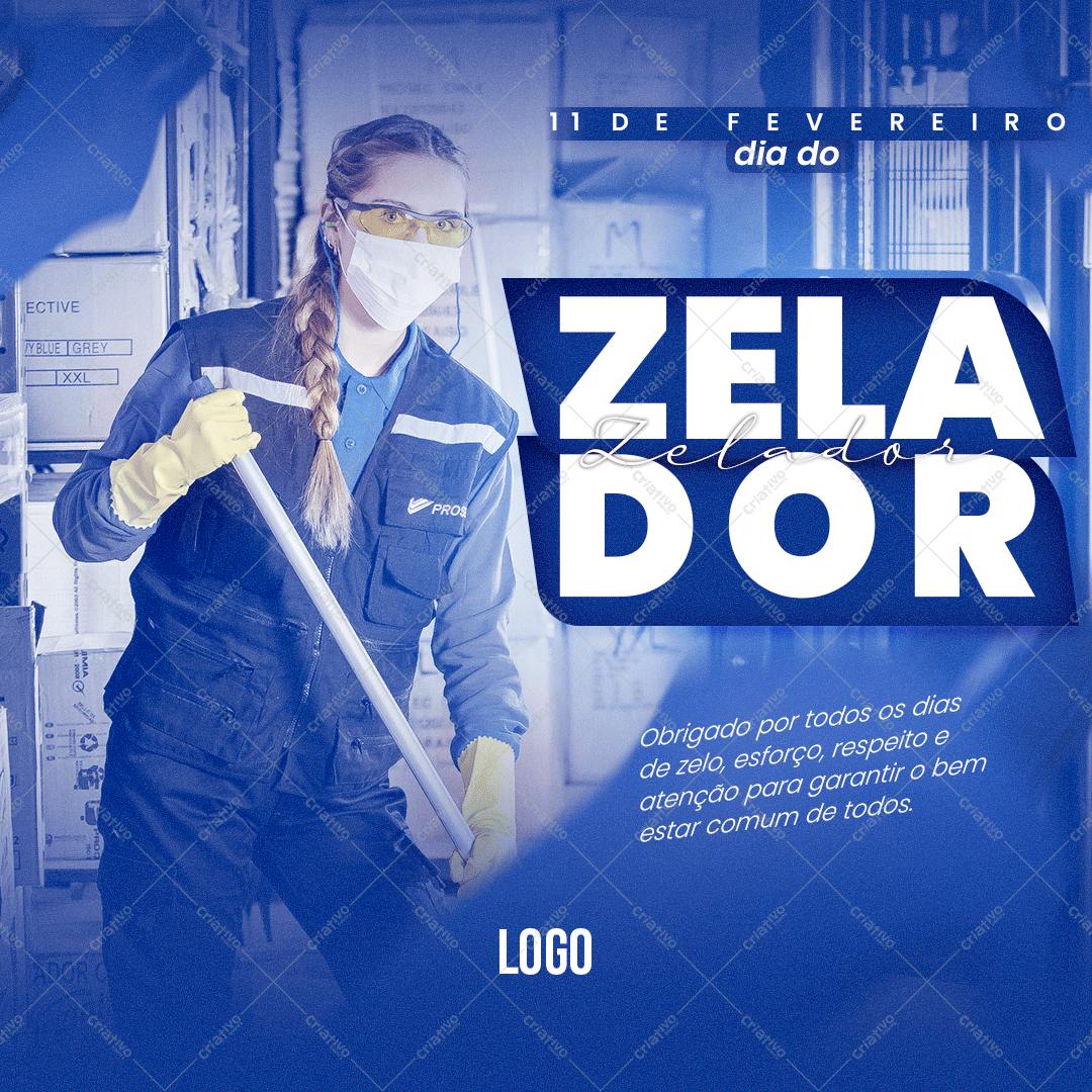 Post para Redes Sociais Dia do Zelador PSD Editável
