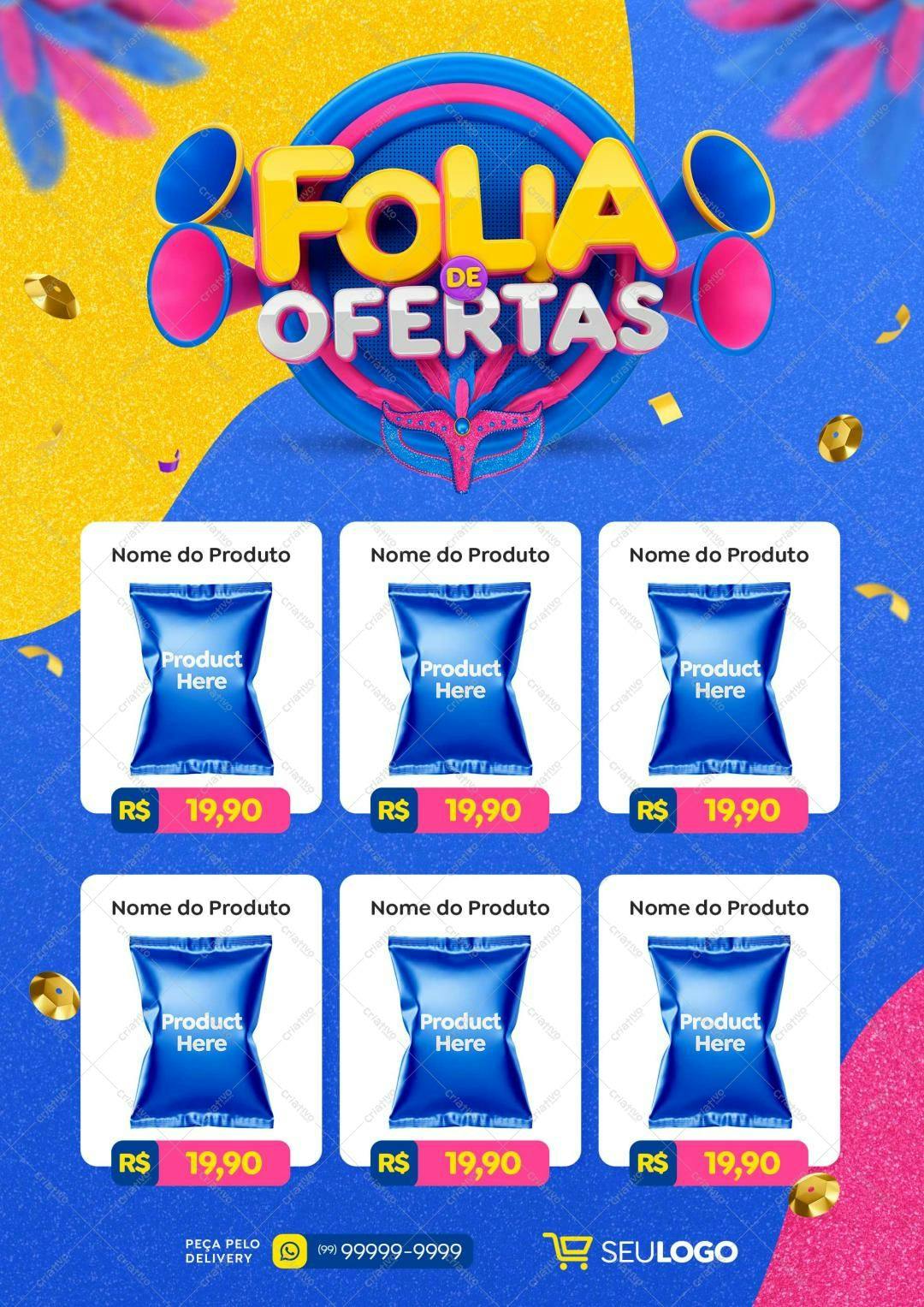 Modelo de Embalagem para Folheto de Ofertas PSD Editável