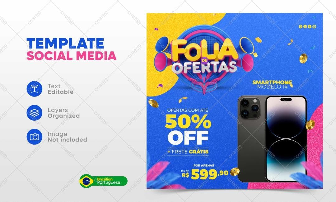 Template de Mídia Social para Ofertas PSD Editável