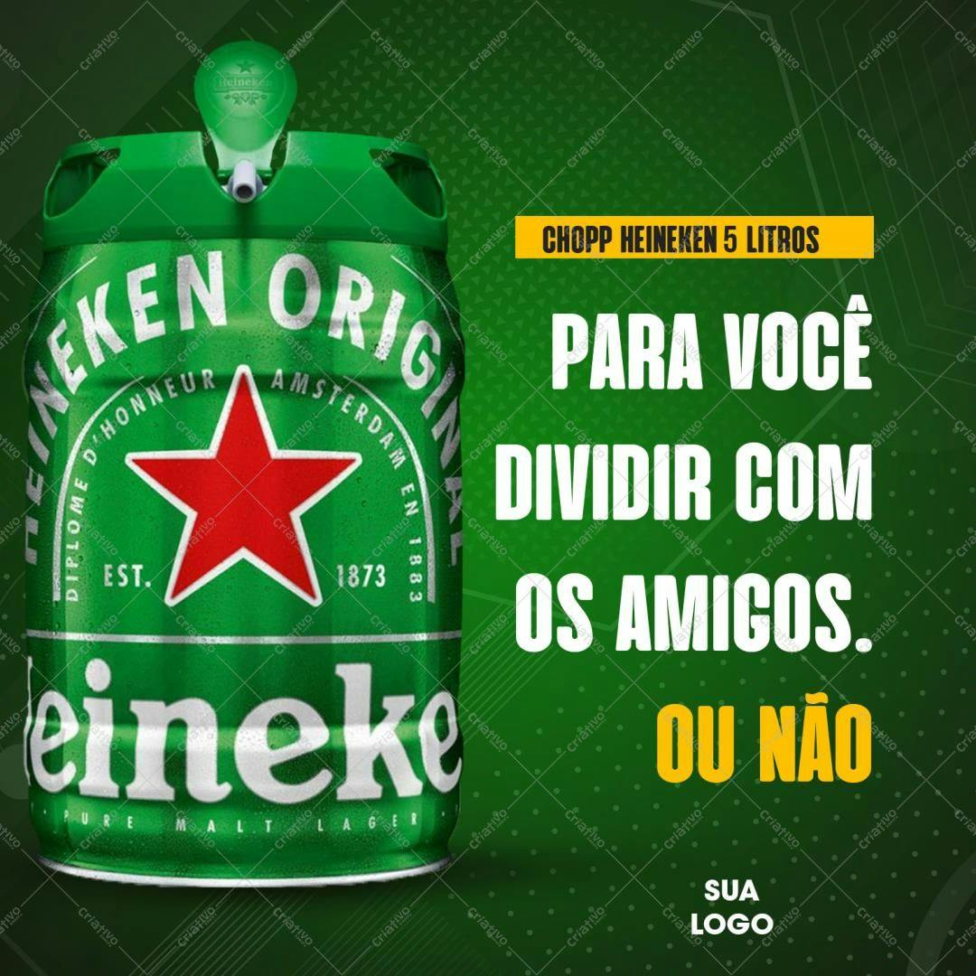 Mockup Chopp Heineken 5 Litros para Festa de Amigos PSD Editável