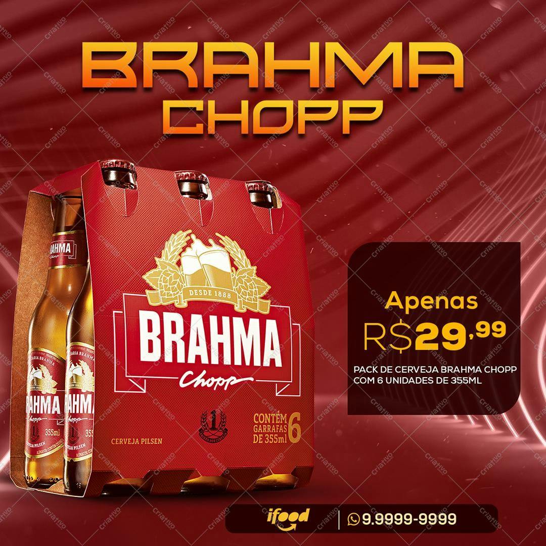 Pack Cerveja Brahma Chopp para Redes Sociais PSD Editável