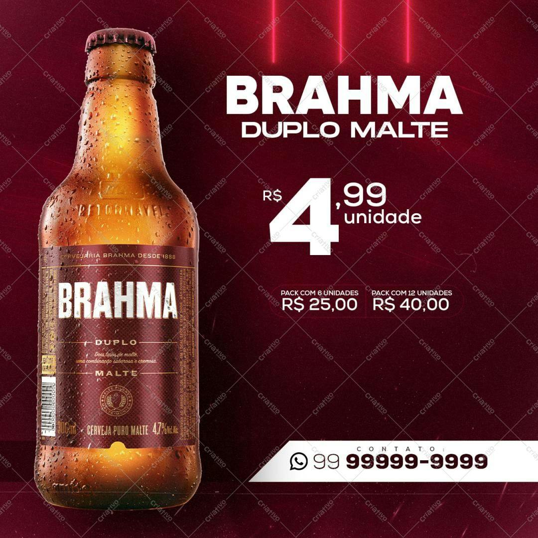 Post para Redes Sociais Cerveja Brahma Duplo Malte PSD Editável