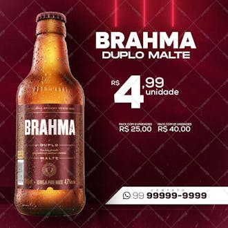 Brahma 4,99 cerveja social media psd editável