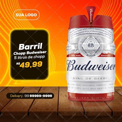 Feed Barril Chopp Budweiser - Social Media Psd