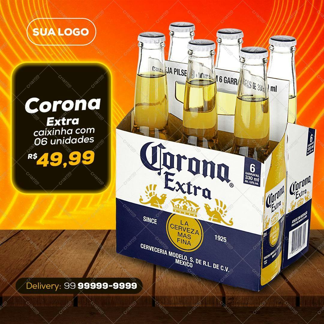 Pack de Cerveja Corona Extra PSD Editável