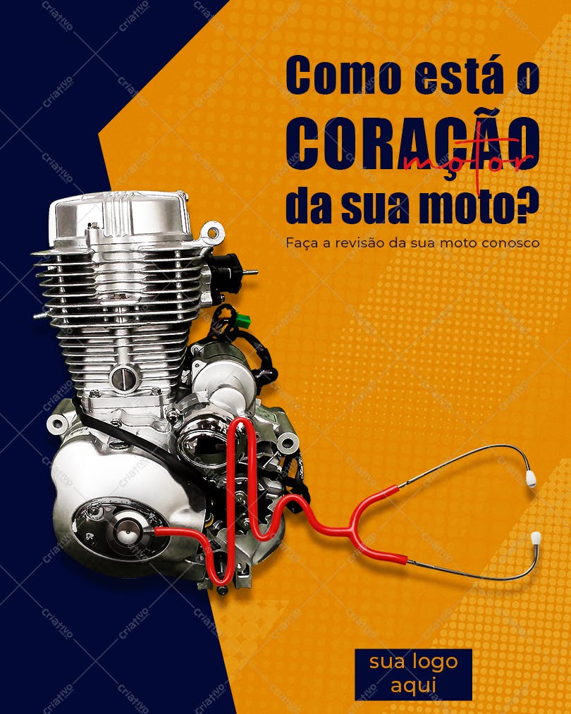Template de Post para Redes Sociais - Revisão de Moto PSD Editável