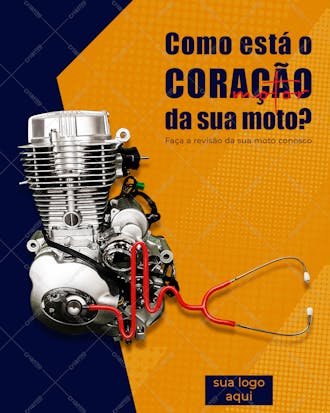 Revisão do motor da sua moto , arte editável, imagens inclusas, psd, auto peça