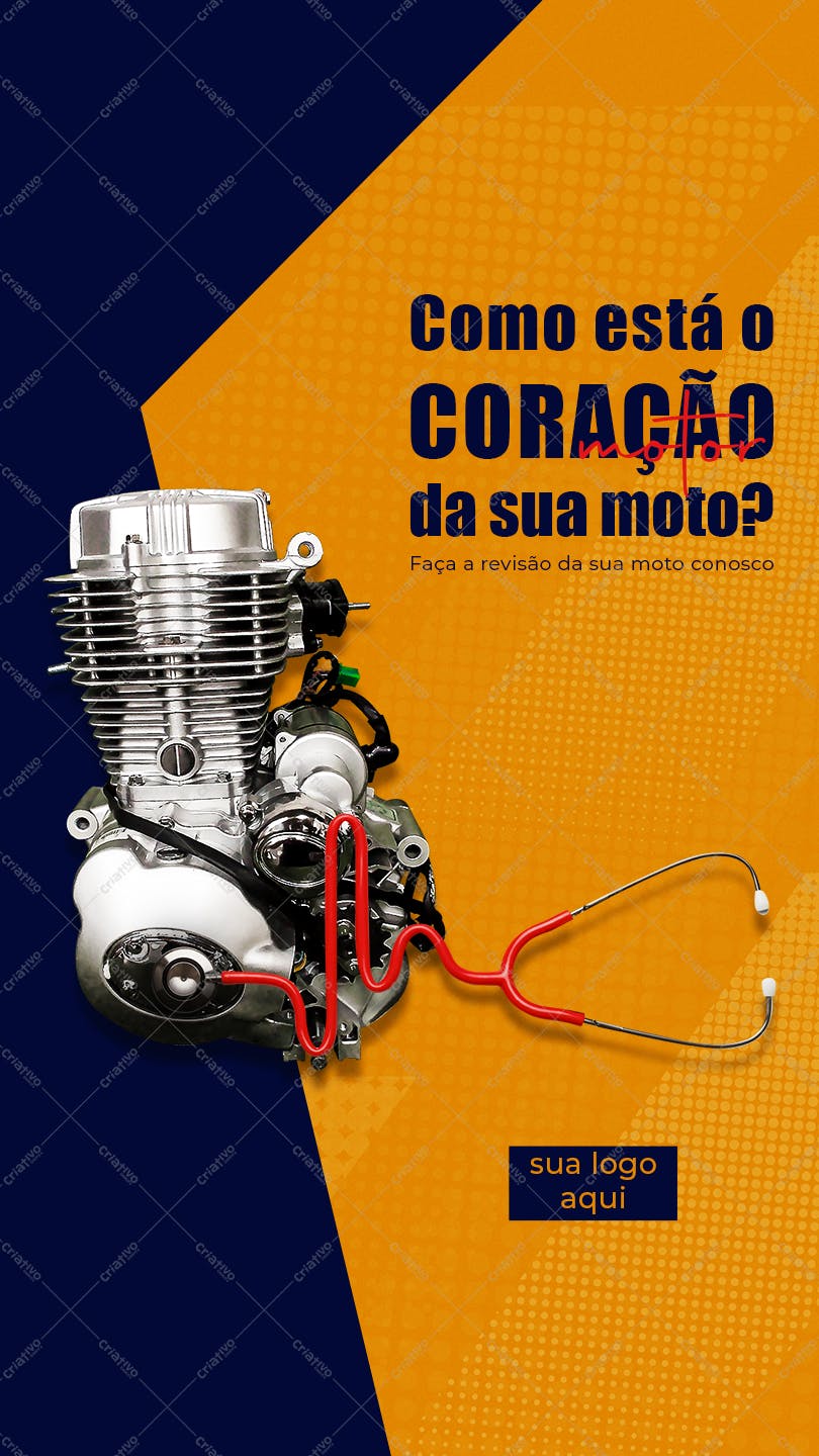 Template de Flyer para Revisão de Moto PSD Editável