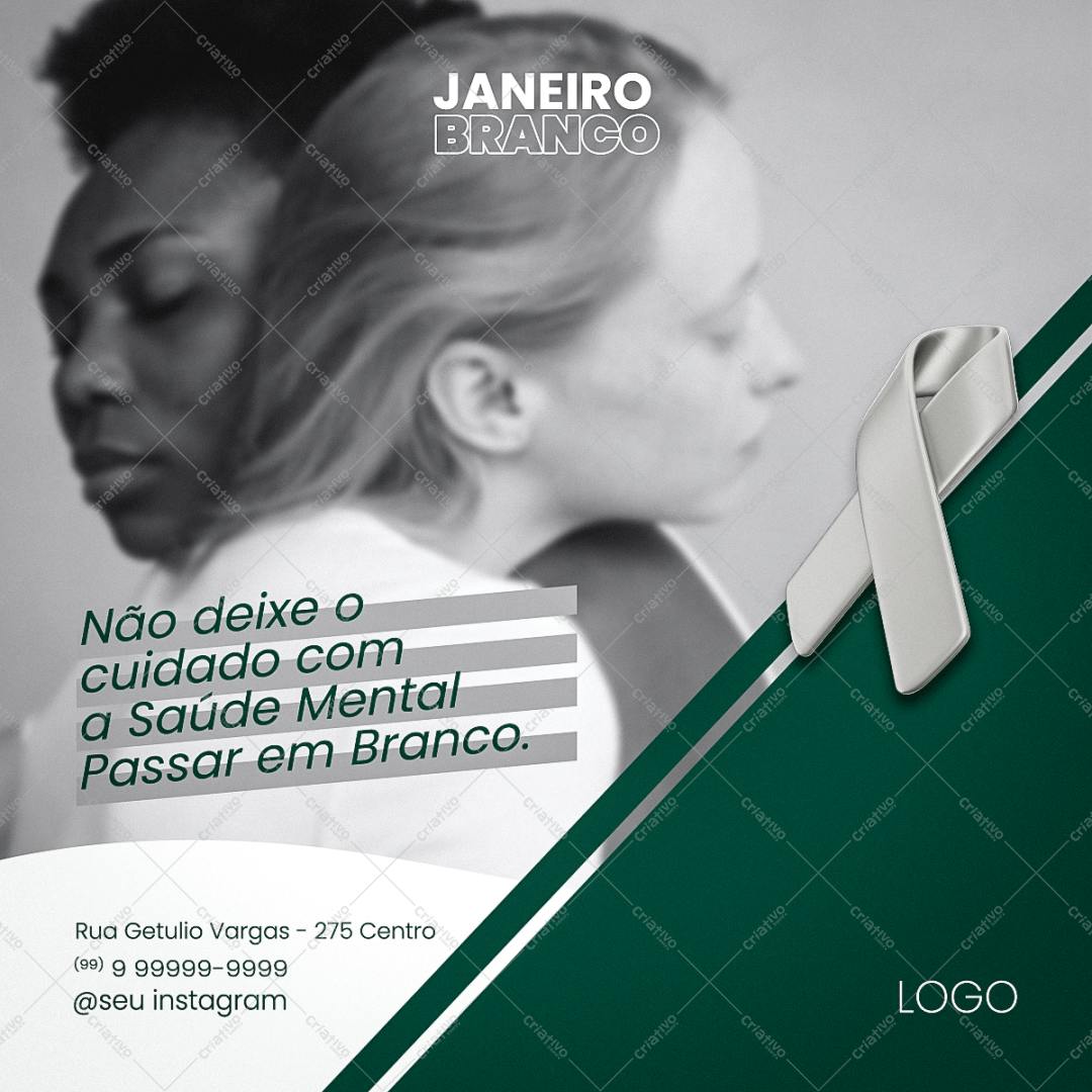 Post para Redes Sociais Janeiro Branco PSD Editável
