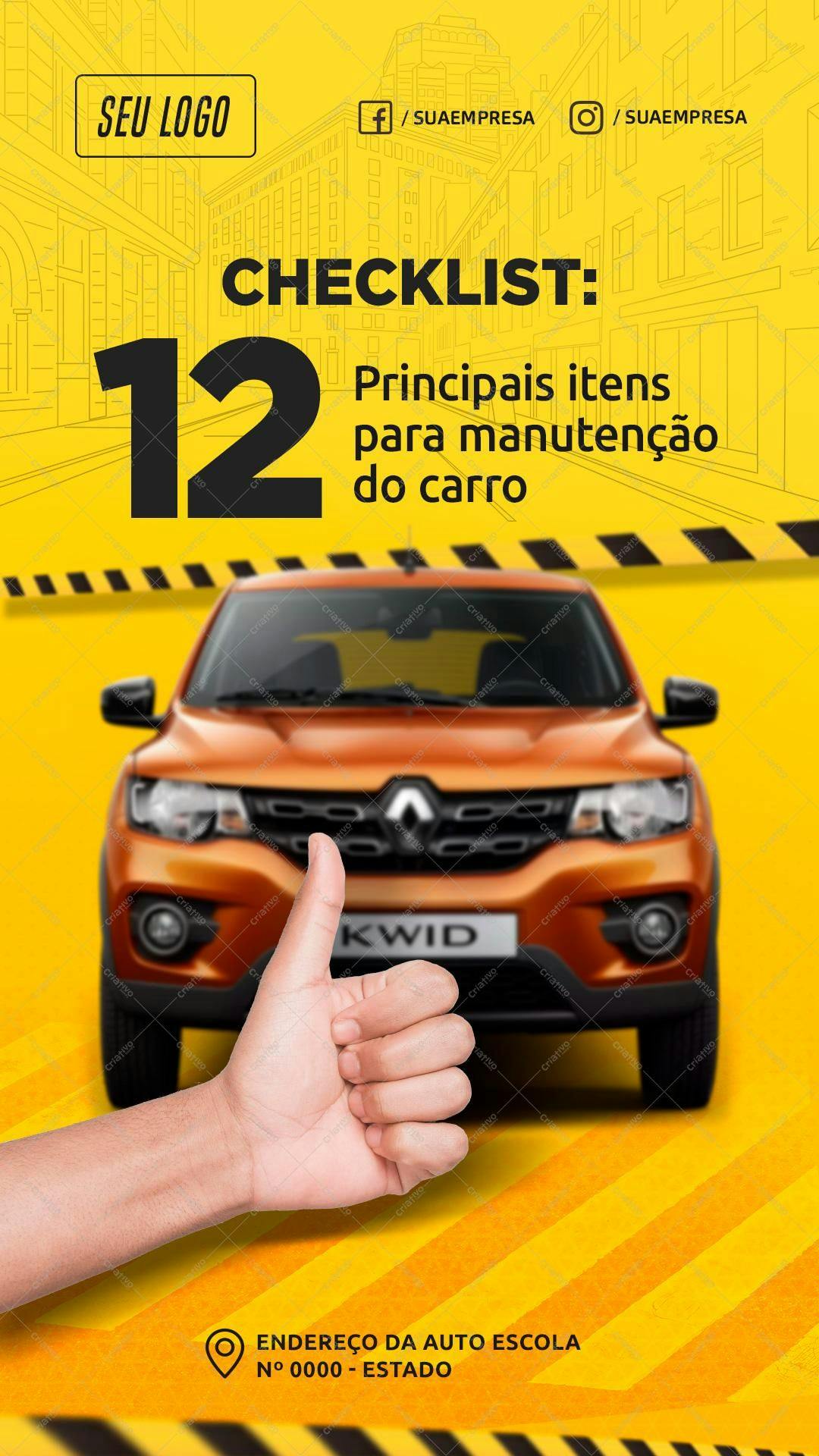 Checklist de Manutenção de Carro PSD Editável