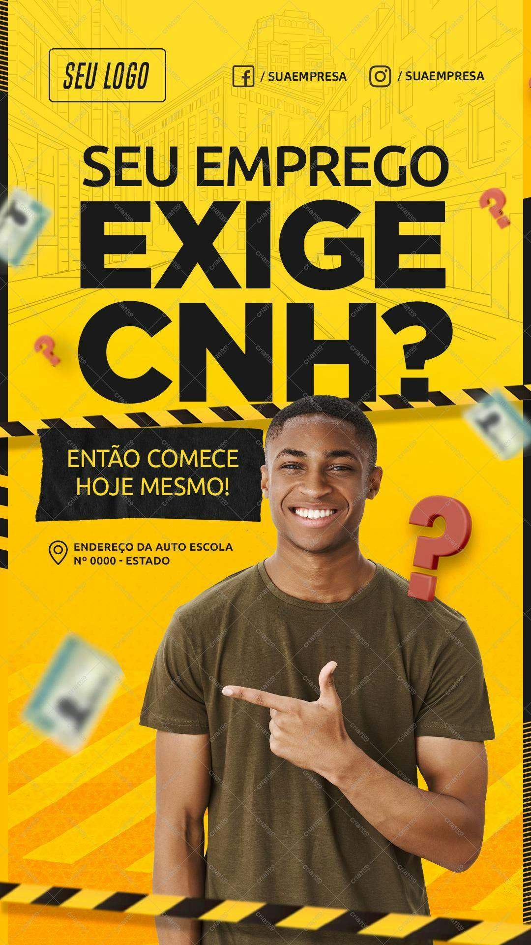 Flyer para Propaganda de Auto Escola CNH PSD Editável