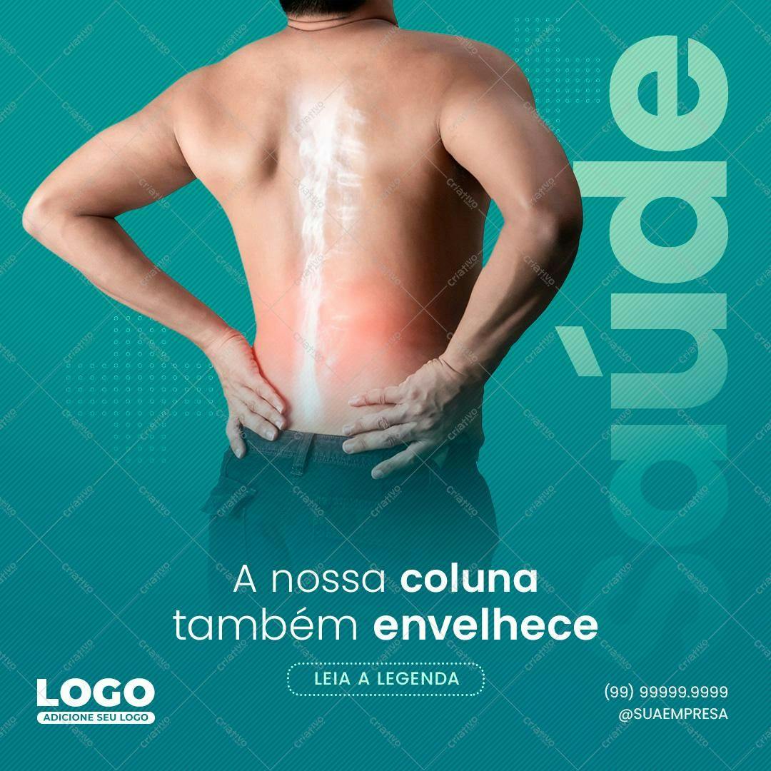 Post para Redes Sociais Dor na Coluna PSD Editável