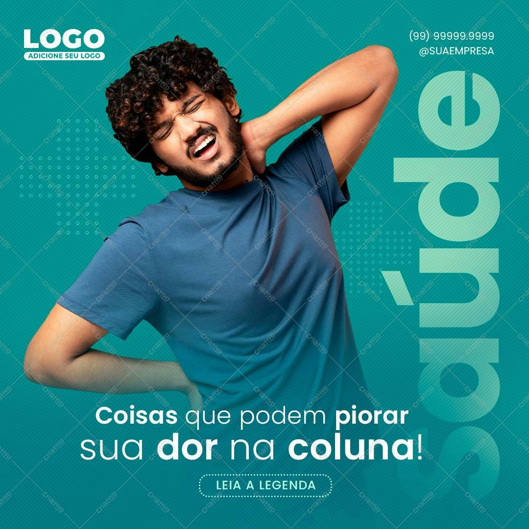 Post para Redes Sociais Dor na Coluna PSD Editável