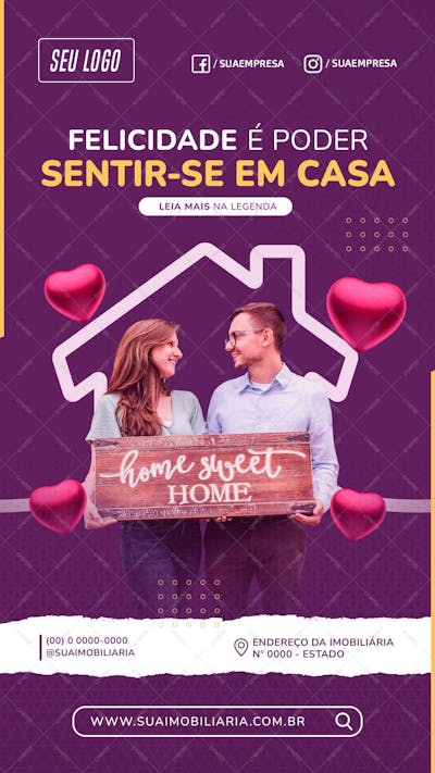 Story - Felicidade É Poder Sentir-Se Em Casa - Psd