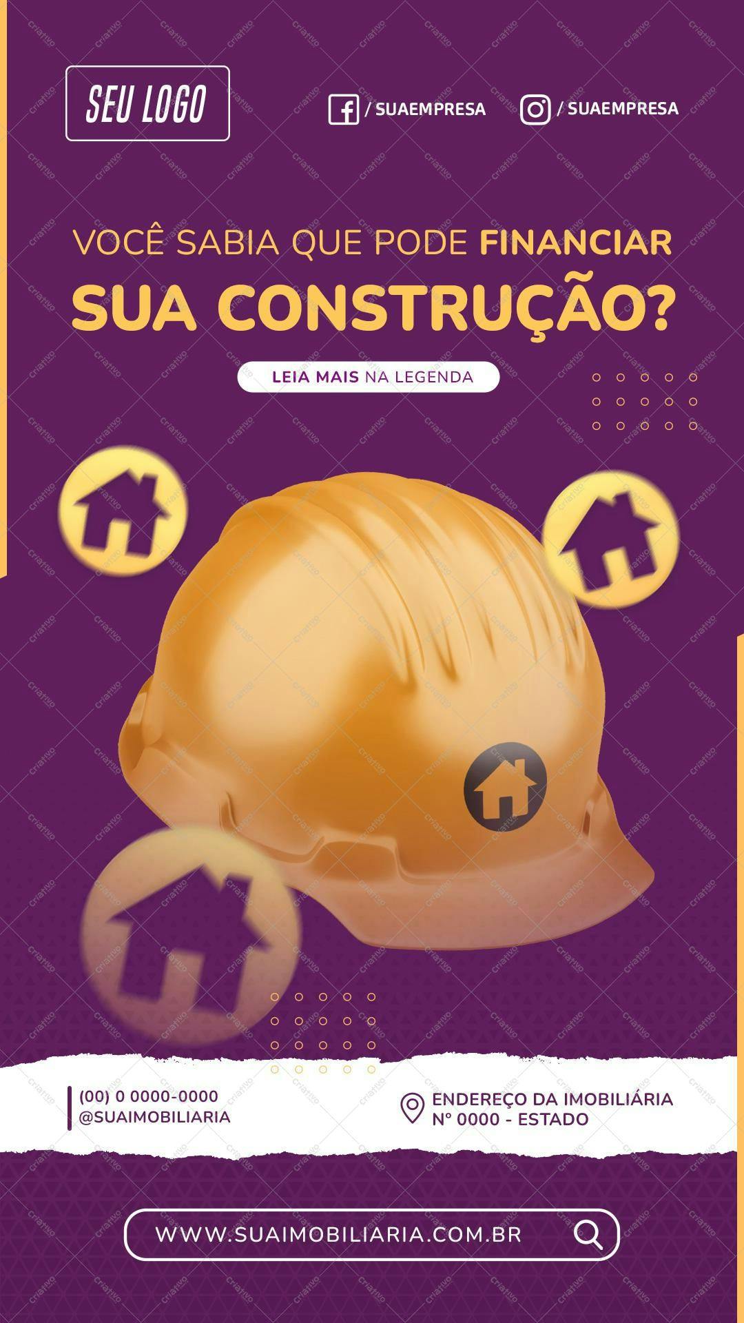 Banner Imóveis para Financiamento de Construção PSD Editável