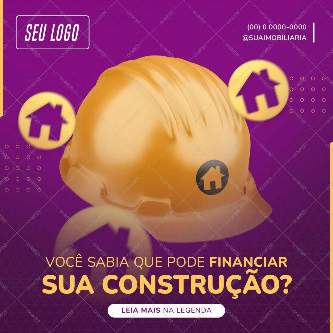 Template de Post para Redes Sociais: Construção e Financiamento PSD Editável