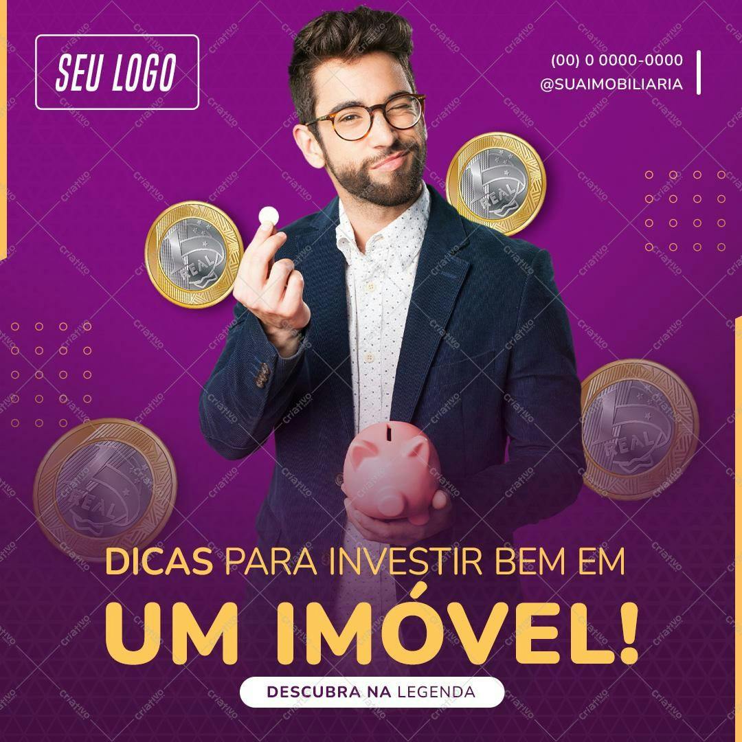 Post para Redes Sociais Imóveis PSD Editável